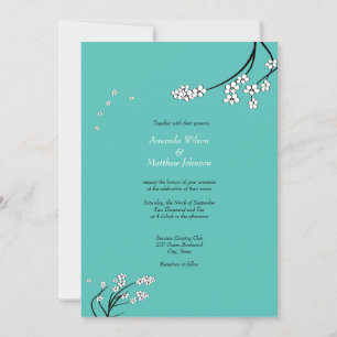 Invitations de mariage en fleurs de cerisiers turq