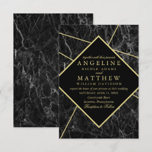 Invitations de mariage en marbre d'or