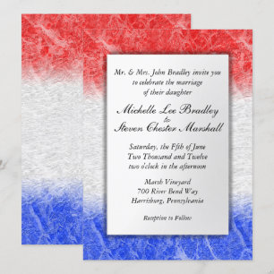 Invitations de mariage en marbre rouge blanc et bl