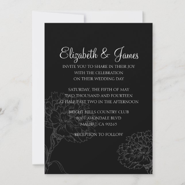 Invitations de mariage en noir et blanc personnali (Devant)