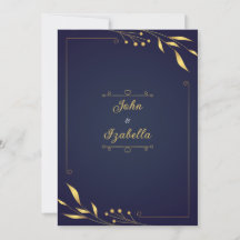 Invitations de mariage en or et bleu marine