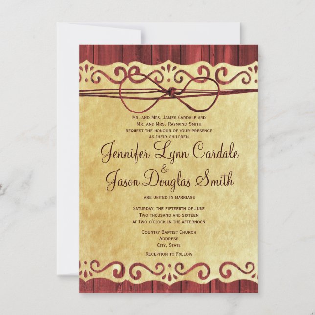 Invitations de mariage en papier Vintage Red Barn  (Devant)