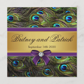 Invitations de mariage en plumes de paquebot viole