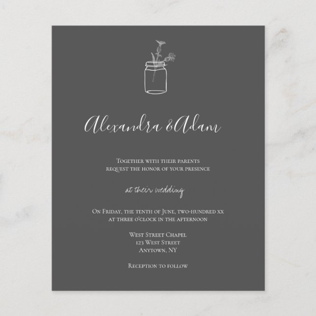 Invitations de mariage en pot de tableau noir budg (Devant)