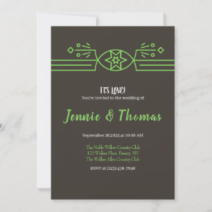 Invitations de mariage encadrées vertes et noires