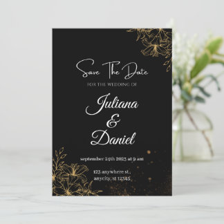 Invitations de mariage esthétique noir et orange