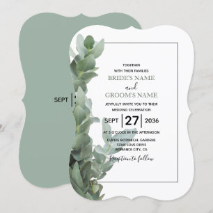 Invitations de mariage Eucalyptus Dollar Argent