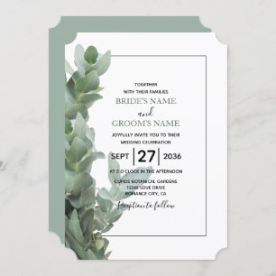 Invitations de mariage Eucalyptus Dollar Argent