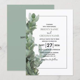 Invitations de mariage Eucalyptus Dollar Argent