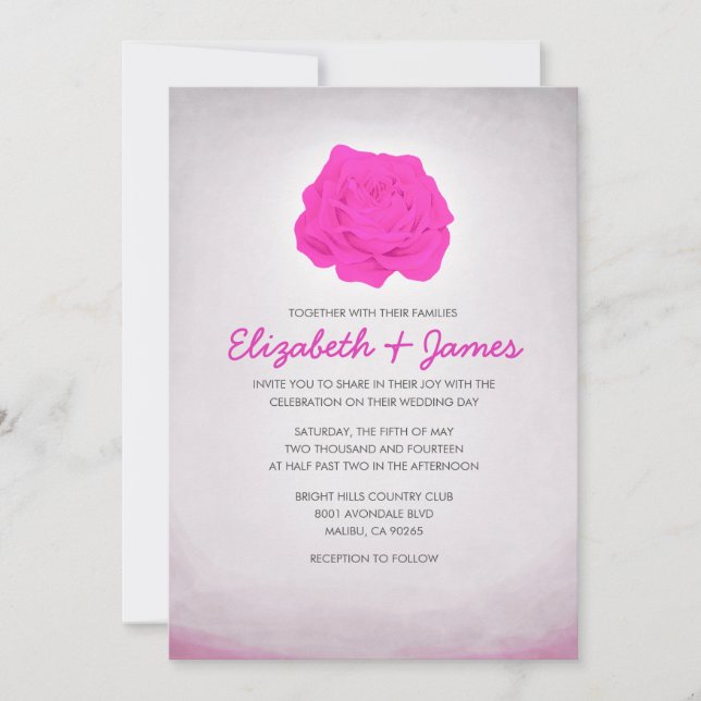 Invitations de mariage flamboyant et rose chaud (Devant)