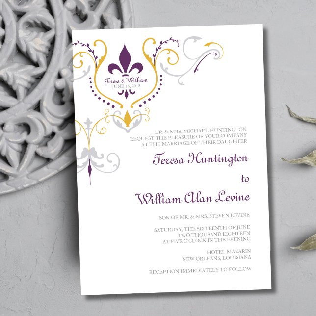 Invitations de mariage Fleur de Lis 5x7 (Créateur téléchargé)