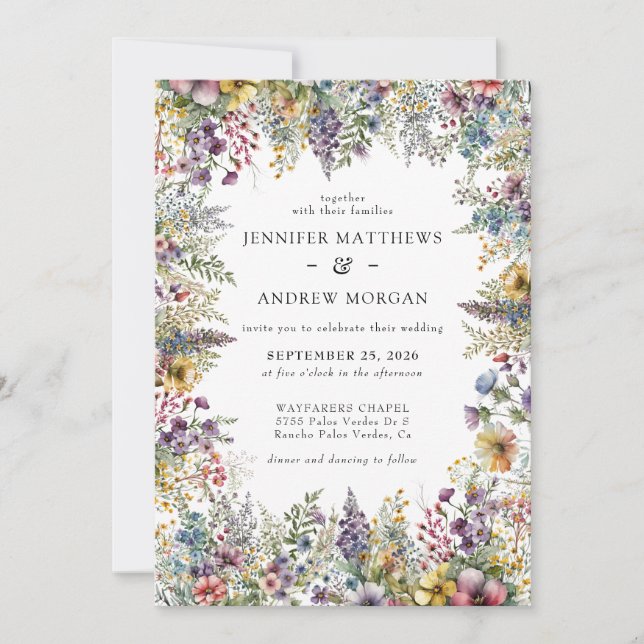 Invitations de mariage Fleur sauvage Watercolor (Devant)