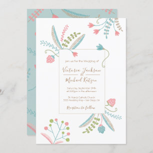 Invitations de mariage floral broderie