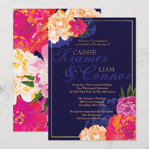 Invitations de mariage floral de la marine élégant