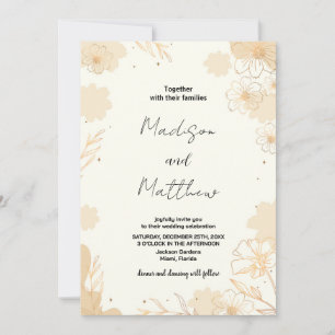 Invitations De Mariage Floral D'Or