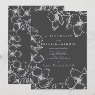 Invitations de mariage floral gris
