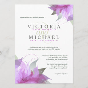 Invitations de mariage floral pourpre à l'orchidée