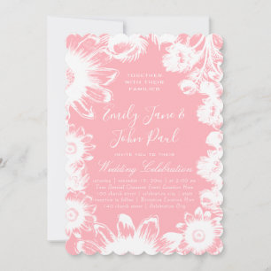 Invitations de mariage floral rose rose fleuri flo