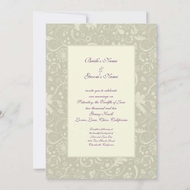 Invitations de mariage floral simple et élégant (Devant)