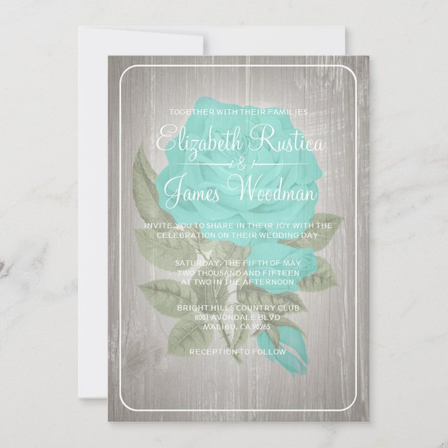 Invitations de mariage floral turquoise (Devant)