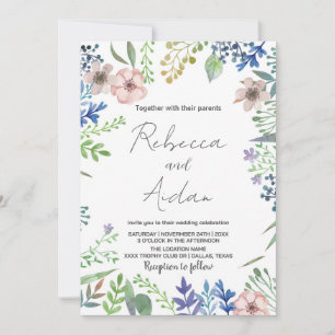 Invitations de mariage floral vert