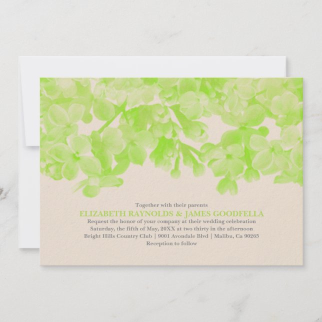 Invitations de mariage floral vert de chaux (Devant)