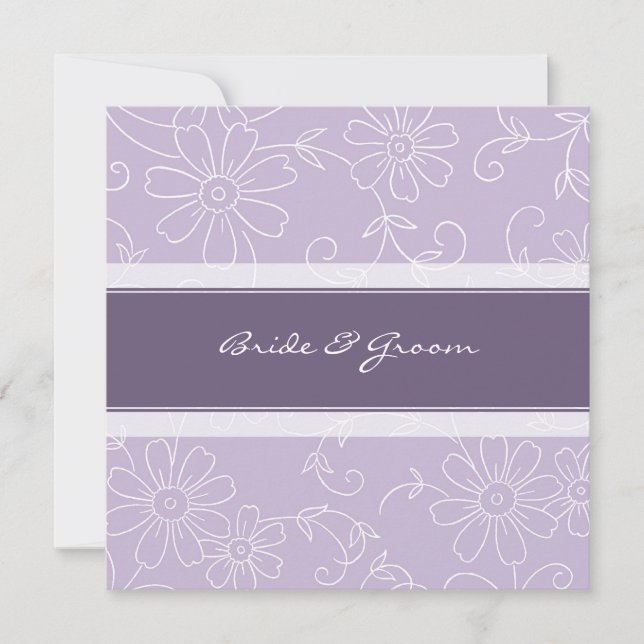 Invitations de mariage Floral violet et blanc (Devant)