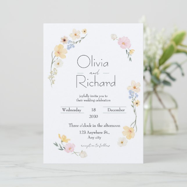 Invitations de mariage florales (Debout devant)