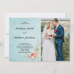 Invitations de mariage florales avec photo