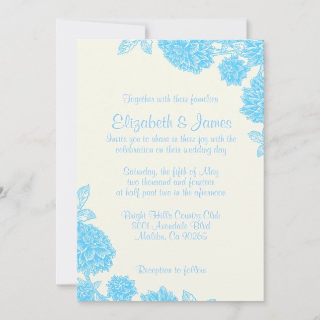 Invitations de mariage florales de luxe (Devant)