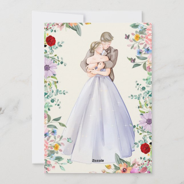 Invitations de mariage florales Design élégant (Dos)