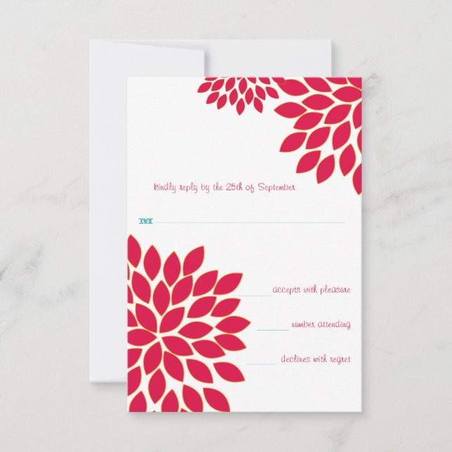 Invitations de mariage florales modernes Chrysanth (Devant)