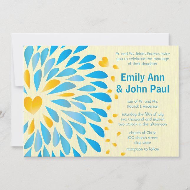 Invitations de mariage florales modernes Chrysanth (Devant)