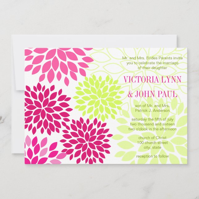 Invitations de mariage florales modernes Chrysanth (Devant)