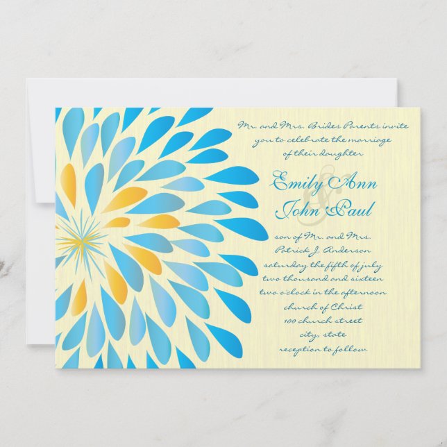 Invitations de mariage florales modernes Chrysanth (Devant)