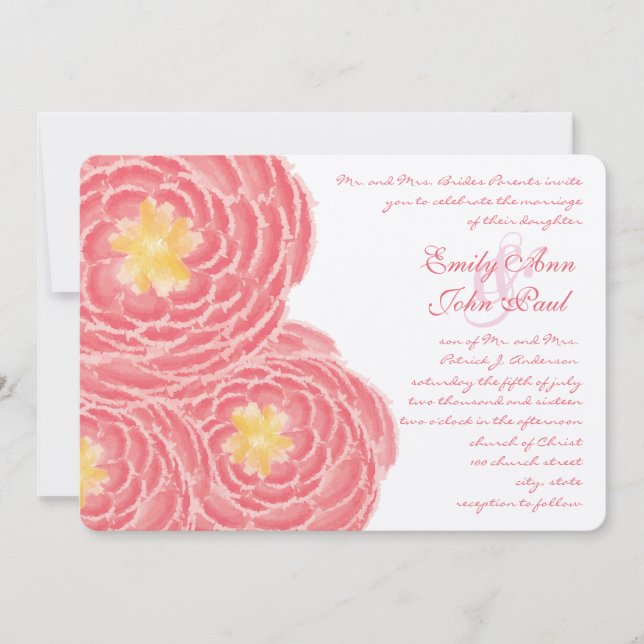 Invitations de mariage florales modernes Chrysanth (Devant)
