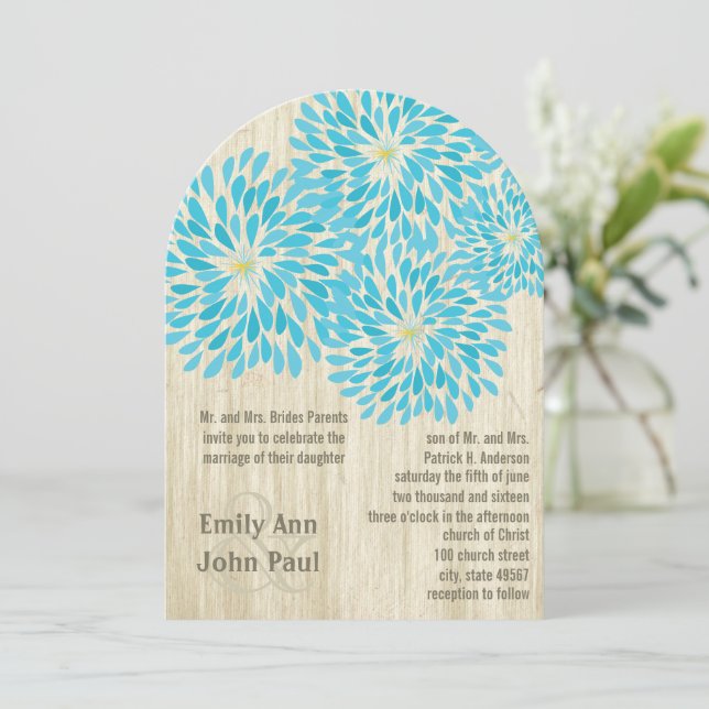 Invitations de mariage florales modernes Chrysanth (Debout devant)