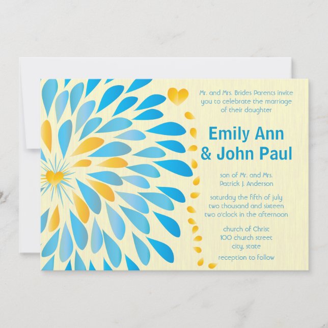 Invitations de mariage florales modernes Chrysanth (Devant)