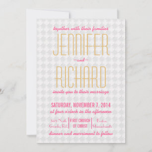 Invitations de mariage Fuchsia et corail motif