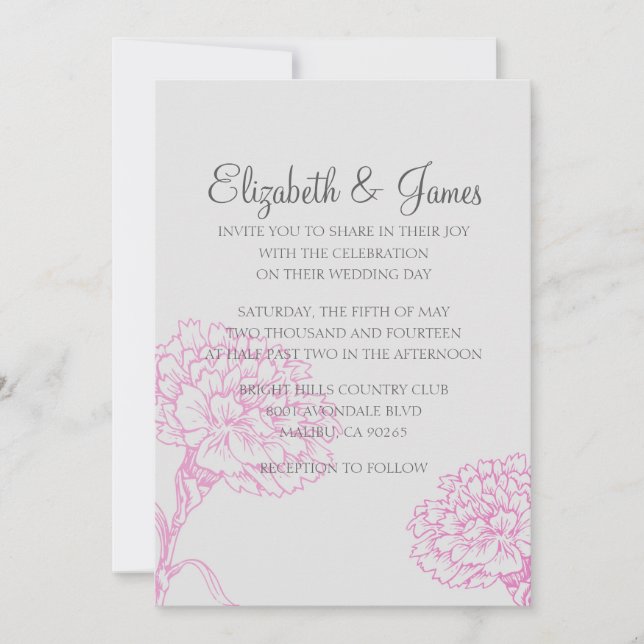 Invitations de mariage Fuchsia modernes personnali (Devant)