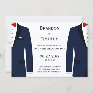 Invitations De Mariage Gay Bleu Et Blanc