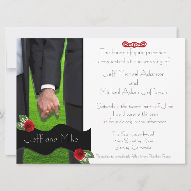 Invitations de mariage gay personnalisées pour deu (Devant)