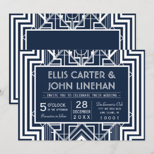 Invitations de mariage géométrique de la Marine