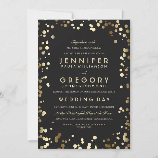 Invitations de mariage Gold Confetti (Devant)
