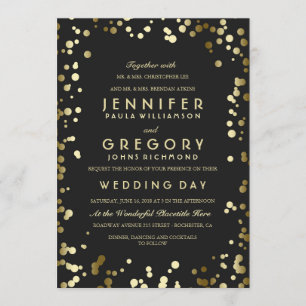 Invitations de mariage Gold Confetti