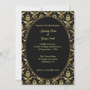 Invitations de mariage Gold Damask Style