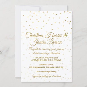 Invitations de mariage Gold Hearts