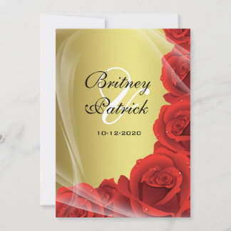 Invitations de mariage Gold & Red Rose