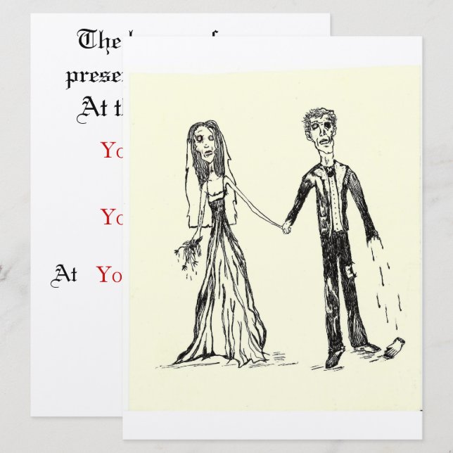 Invitations de mariage gothique (Devant / Derrière)