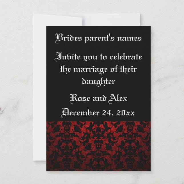 Invitations de mariage gothique élégantes 4,5 po x (Devant)